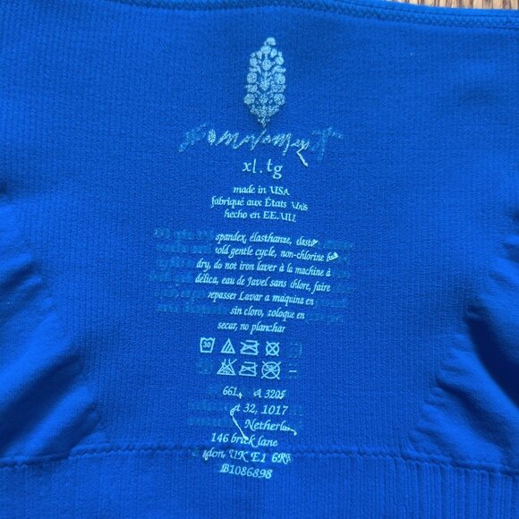 XL 🦄 "bright ocean" blue Free People Good Karma Square Neck Bra - Picture 2 of 2